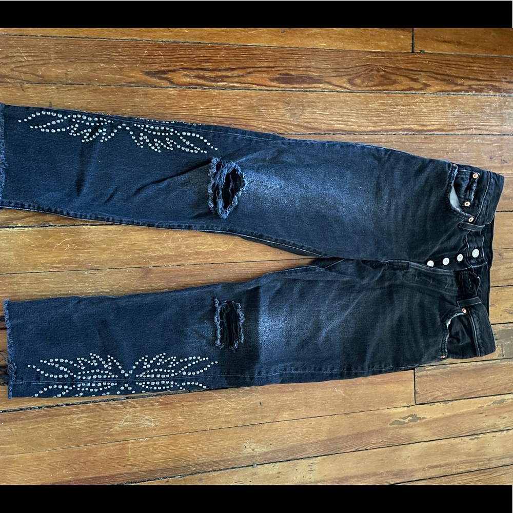 Levi 501’s, distressed